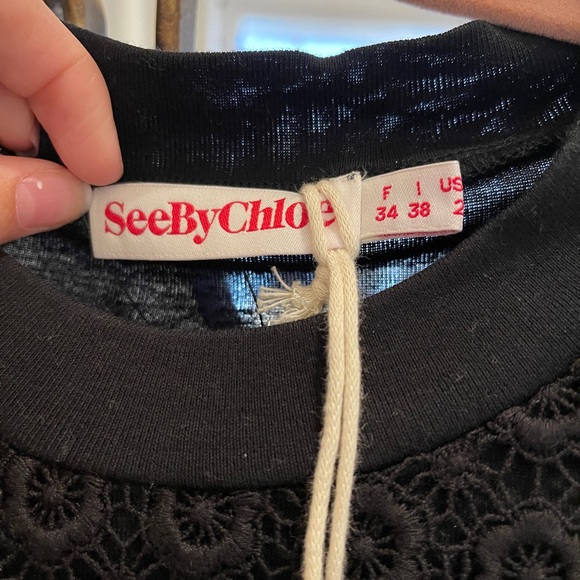 NWT CHLOE embroidered long tee shirt - Picture 2 of 6